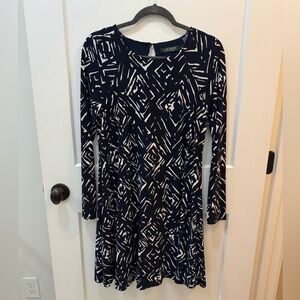 Ralph Lauren navy geometric print dress